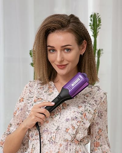 Miniatura 7 de DSHOW 4 en 1 rizador de cabello con 4 placas planas intercambiables de cerámica de titanio (morado) (multicolor-A)