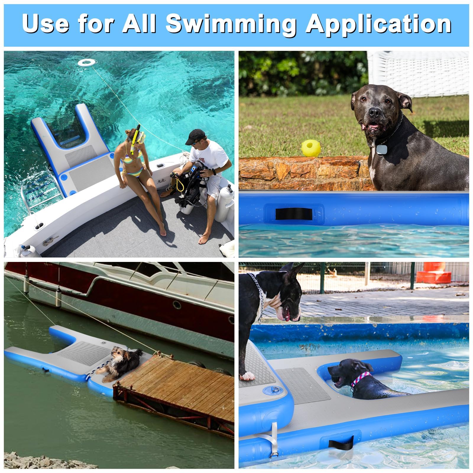 Rampa flotante inflable para perros, plataforma flotante resistente a pinchazos, fácil acceso al agua para piscinas, lagos y playas