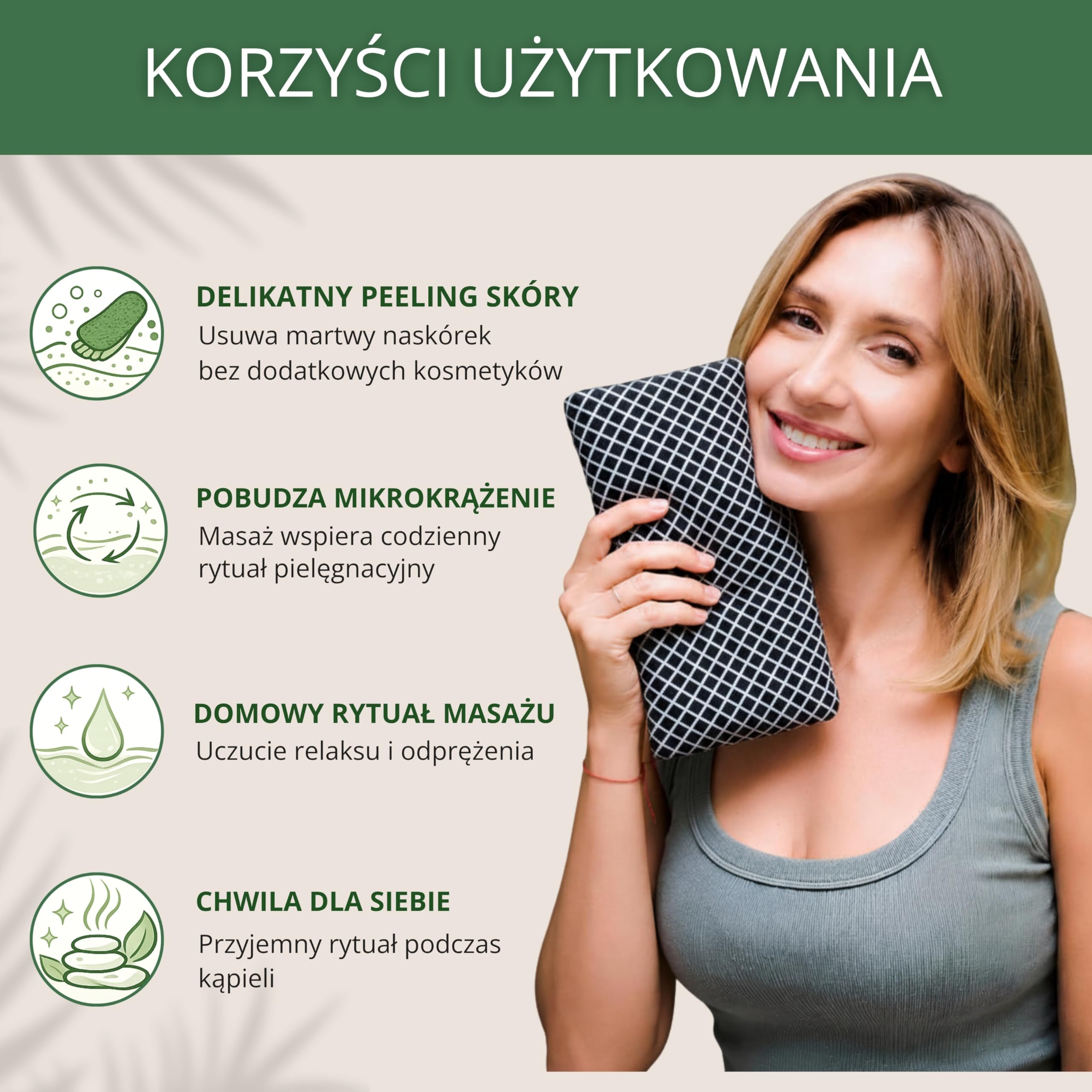 YEYE Made in Nature Koreański ręcznik do peelingu ciała 30x90 cm - Peelingujący Ręcznik do Hammam, Sauny i SPA - Usuwa martwy naskórek i wygładza skórę - Akcesoria wellness (Czarno-biały)