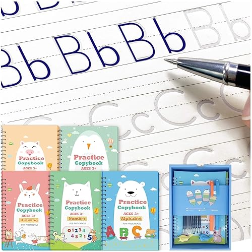 Cuaderno de práctica mágica para niños, libro de práctica de escritura a mano, libro de práctica de escritura reutilizable para niños preescolares