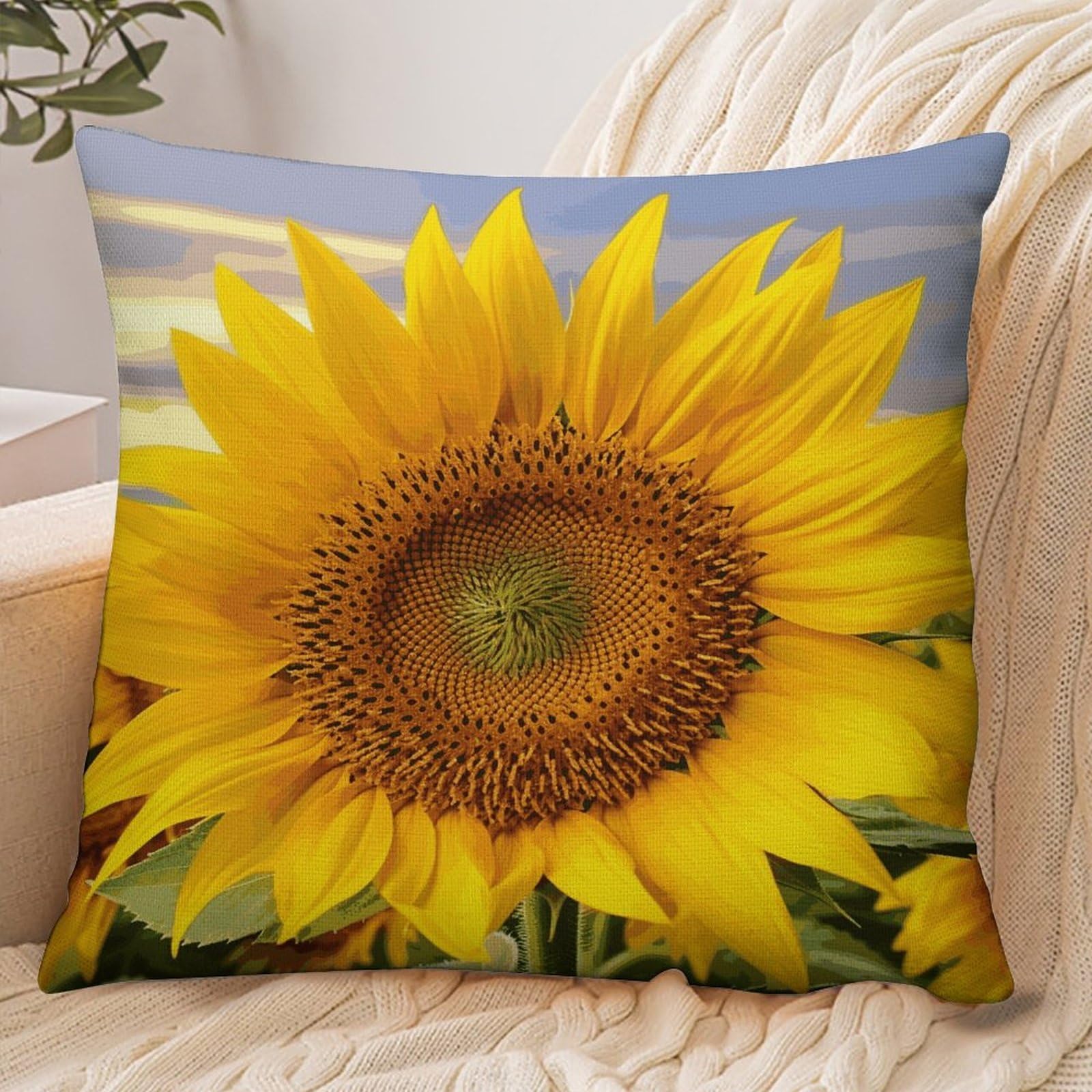 Fekiloot Style Golden Yellow Sunflower Pillowcase Pillow Sham Pillow Case