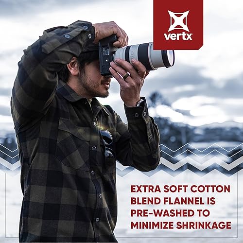 Miniatura 5 de Vertx Men's Last Line Long Sleeve Plaid Flannel Tactical Shirt with Pockets Built for Concealed Carry, and Daily Wear