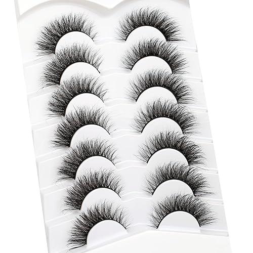 Miniatura 338 de Pooplunch Pestañas postizas de pelo de visón sintético, estilo de ojo de gato, paquete de pestañas postizas naturales esponjosas, paquete múltiple