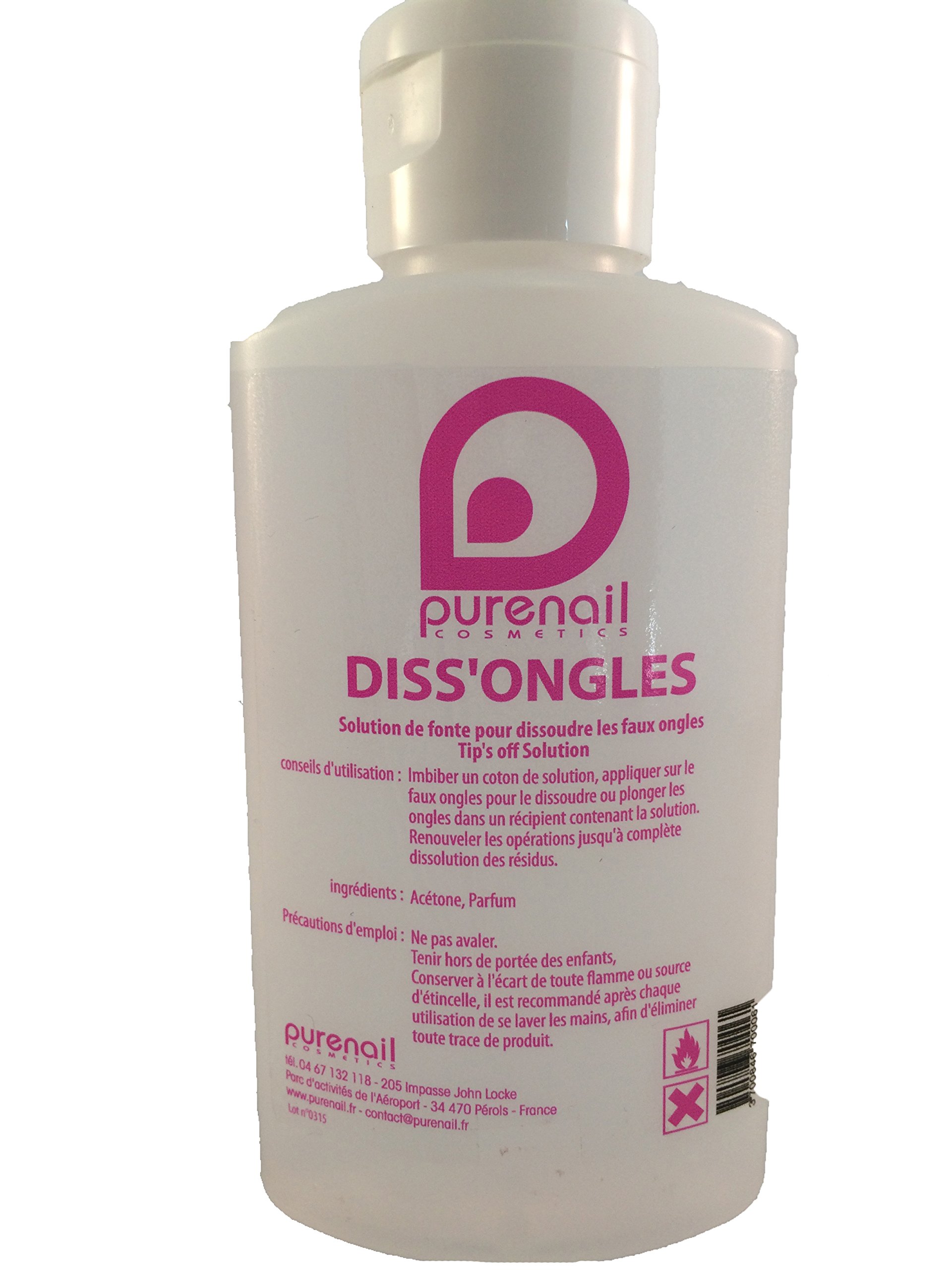 Diss'ongles Pure Acetone 100 ml Dissolves False Nails, UV Gels and Permanent Varnish