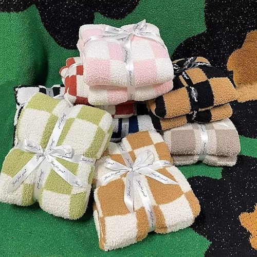 Miniatura 6 de Manta de cuadros ultra suave y acogedora manta reversible de punto mullido, manta reversible de forro polar para sofá, cama, viajes, grafitocarbono,