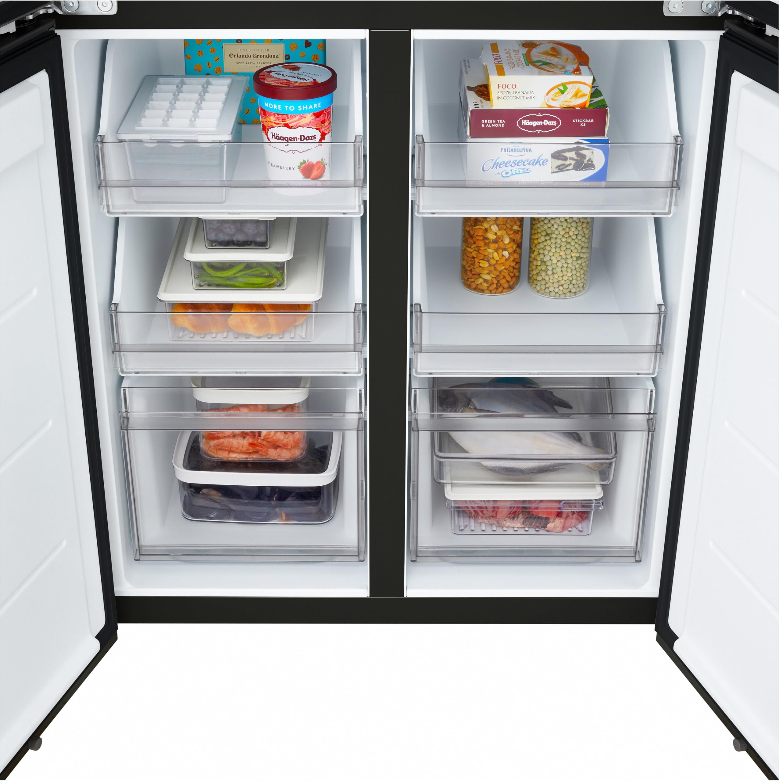 LG GMBS30SDEP SLIM Fit&Max Multi-Door Kühlschrank mit Gefrierfach (580 L, Energieklasse D) vollintegrierbar oder freistehend, DoorCooling+, LinearCooling, Schwarz
