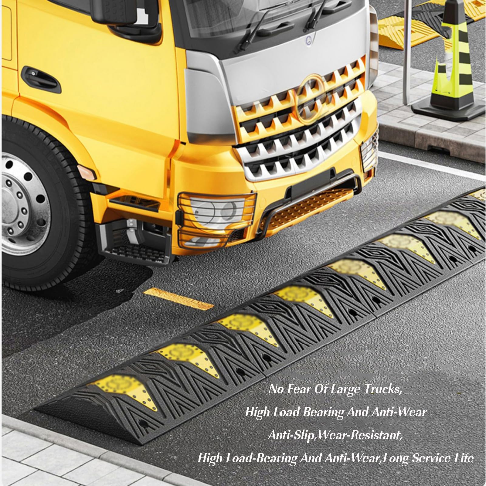 Gummi-Geschwindigkeitsschweller, 2er-Pack | 50x35x(4-5)cm, for Straße, Einfahrt, Parkplatz, Asphalt, Beton, Kies(50x35x4cm)