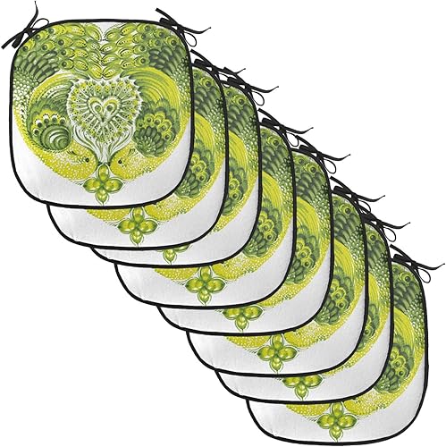 Miniatura 20 de Lunarable Cojín retro para silla, dibujo de chica a la moda en tierra primavera campo margaritas arte, acolchado de asiento para cocina y patio con