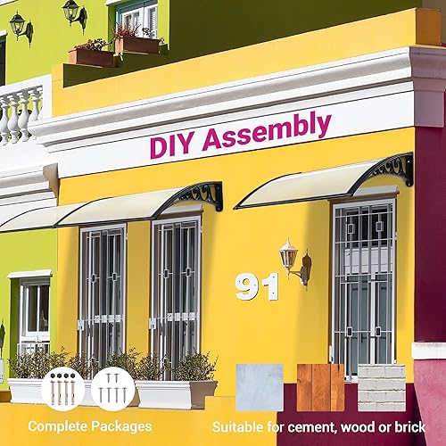 Miniatura 6 de Yescom Toldo para ventana de puerta de 40 x 40 pulgadas, cubierta de lluvia con protección UV, hoja hueca para exteriores, paquete de 2