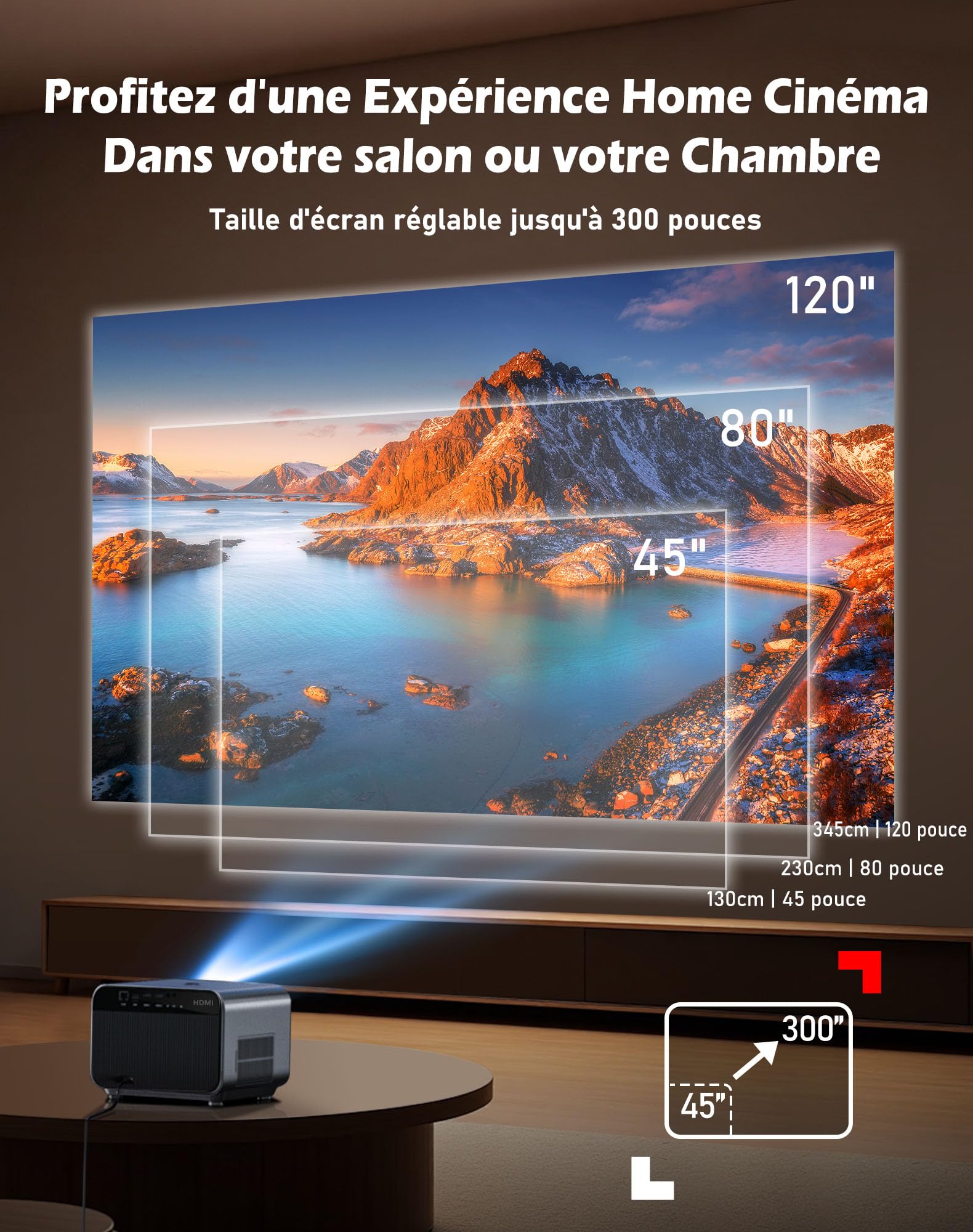Vidéoprojecteur 4K VGKE, Compatible avec Netflix et Dolby Audio, 1100 ANSI Lumens Natif 1080p WiFi6 Bluetooth Rétroprojecteur pour Smartphone/PC/Console PS5