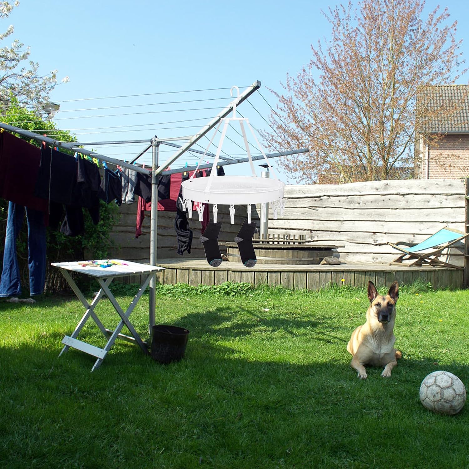 Windproof Foldable Clothes Drying Rack White Single Layer Socks Underwear Bras Drying Hanger for Balcony Indoor Use