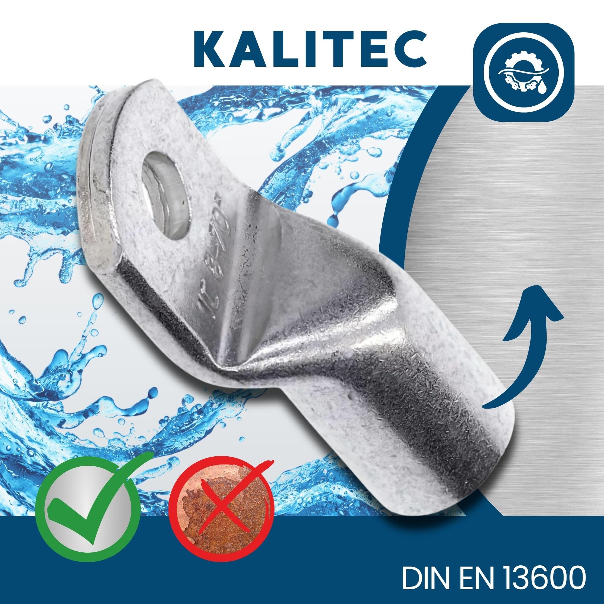 Kalitec HR70-8 - Terminales para cables tubulares (10 unidades, 70 mm², M8, sin orificio visual), fabricado en Alemania