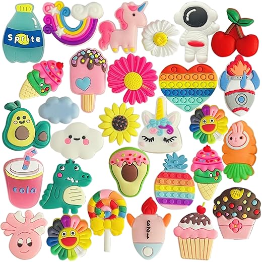 monochef Shoe Charms for Girls Teens: 30 Pack Random Different Cute Shoe Decoration Charms, Shoe Charm, Charms for Shoes Bracelet Wristband Party Favors Gifts Boys Kids Adults
