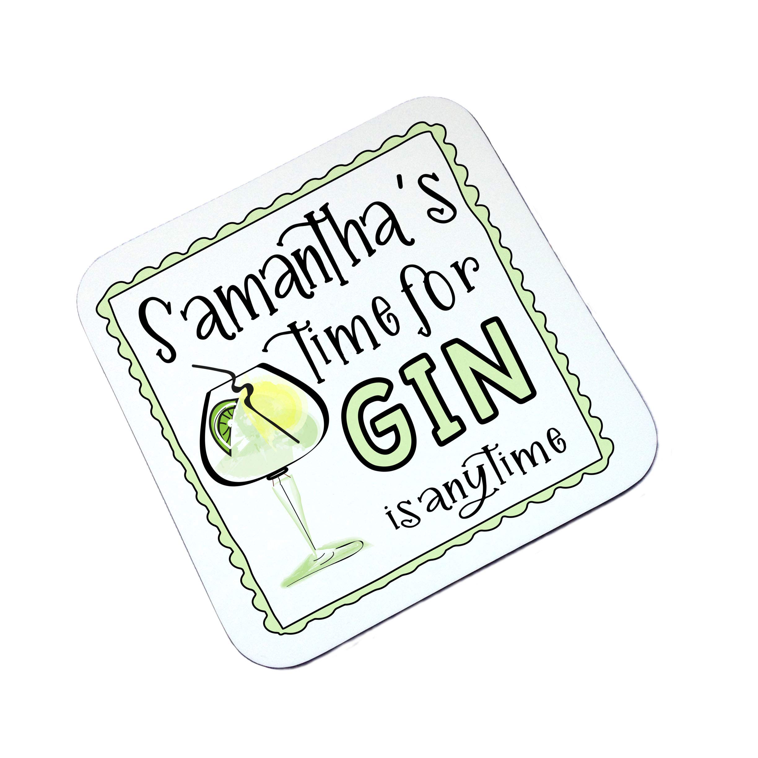 Personalised Wooden Glossy Hard Coaster, Gift, Glass Mat, Drinks Table Saver gift, GIN