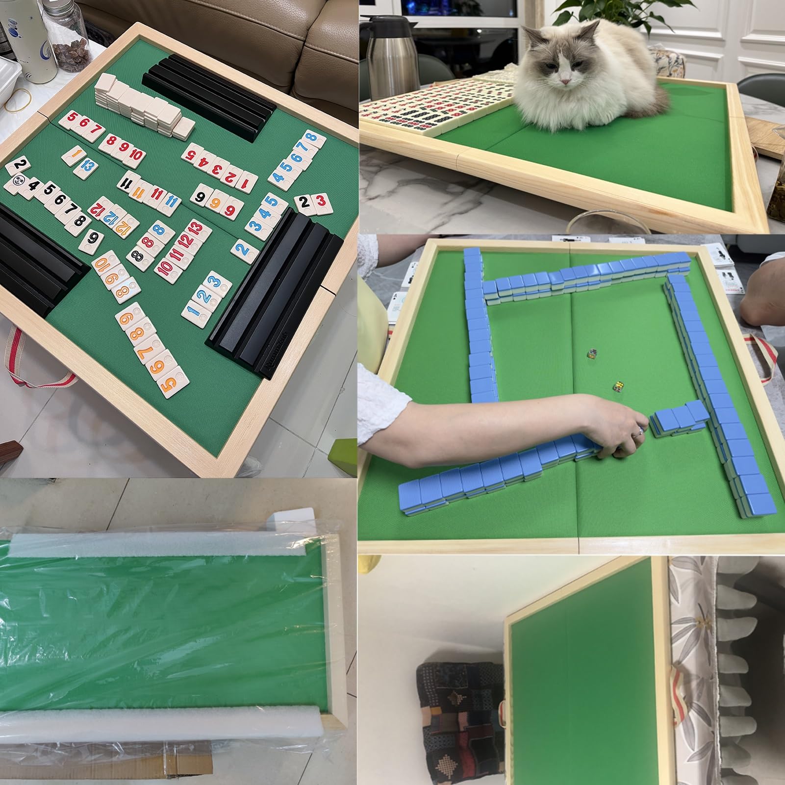 Tragbarer Mahjong Tisch für Poker und Brettspiele - Klappbarer Kartenspieltisch mit grüner Oberseite, ideal für klassische Dominosteine und Legespiele