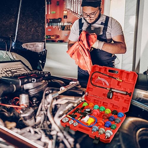 Miniatura 7 de Yonligonju Probador universal de presión de radiador de 28 piezas, kit de probador de presión de refrigerante de vehículos para sistema de