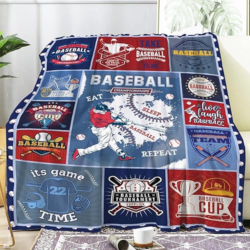 Paready Manta de béisbol de franela suave de regalo para niños y adultos, fanáticos de los deportes, acogedora manta deportiva para todas las