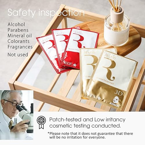 Miniatura 7 de REVISIS Paquete facial húmedo (10 hojas) colágeno, ácido hialurónico, extracto de placenta y extracto de flor de cerezo, fabricado en Japón