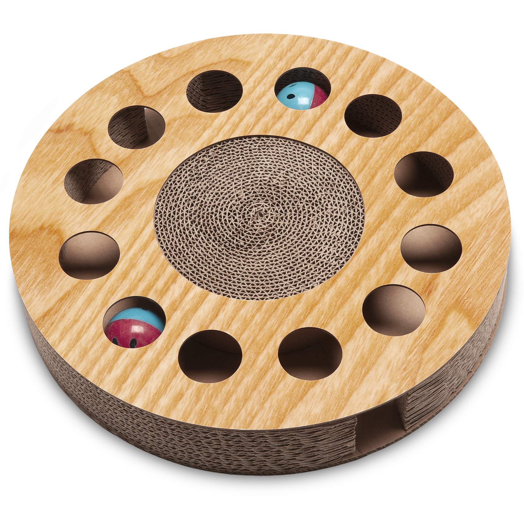 Photo 1 of **USED BUT APPEARS NEW** Furhaven Pie-Shaped Corrugated Cat Scratcher Busy Box Toy 
