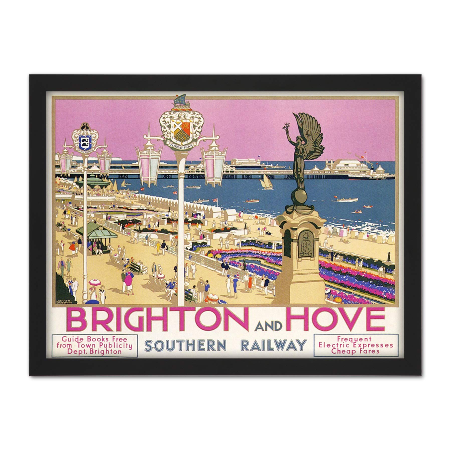 Wee Blue Coo Brighton Hove Sussex Beach Resort Travel Artwork Framed Wall Art Print 18X24 Inch