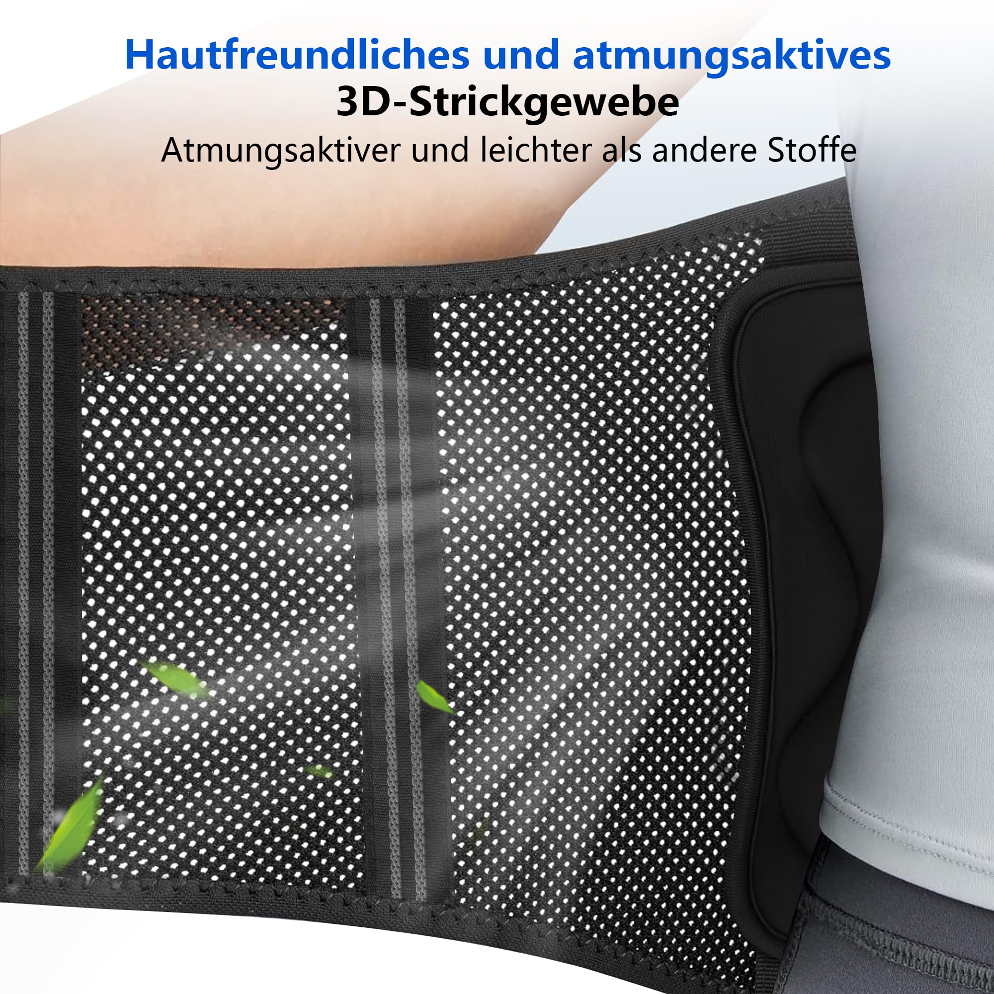 Cinturón de apoyo lumbar para hombre y mujer, 7 veces, soporte lumbar con almohadilla 3D, vendaje de espalda transpirable para aliviar el dolor de espalda (M)
