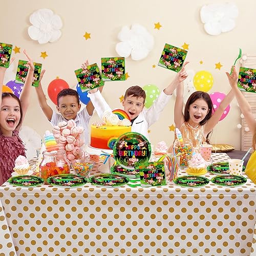 Miniatura 279 de 96 piezas de suministros de fiesta de cumpleaños florales de cumpleaños, platos de papel, servilletas, flores de oro rosa, decoraciones de fiesta