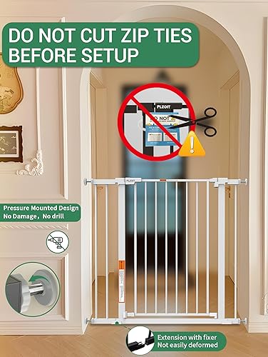 Miniatura 9 de Puerta de bebé de 29.5-40.5 pulgadas para escaleras, puerta para perros para puertas, puerta de seguridad de metal para bebés con cierre automático