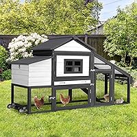 MEDEHOO Mobile Chicken Coop with Wheels, Leak-Proof Tray, UV-Resistant Roof & Nesting Boxes for Chickens, Ducks, Rabbits - Black
