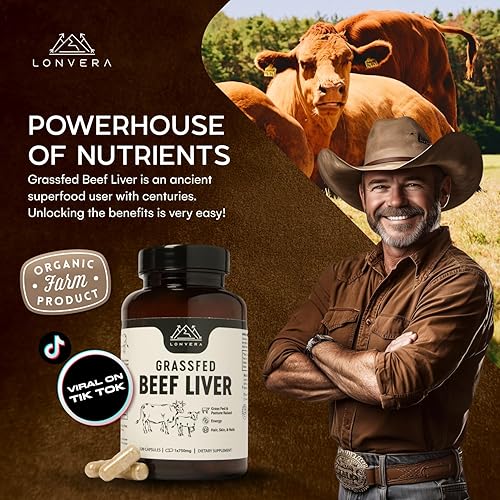 Miniatura 7 de Suplemento de hígado de res alimentado con pasto  3000 mg de órganos desecados liofilizados  Fuente de nutrientes para articulaciones, huesos,