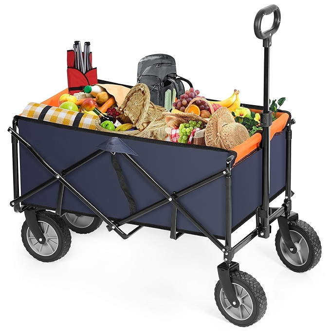 可折叠多功能运输推车 - 适用于海滩、露营、购物，橙色