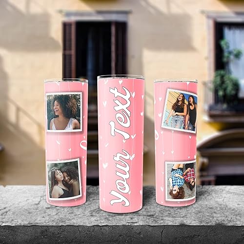 Miniatura 2 de Vaso delgado para fotos personalizado con tapa a prueba de fugas 20 onzas diferentes opciones de fondo y fuente vaso personalizado con foto y texto