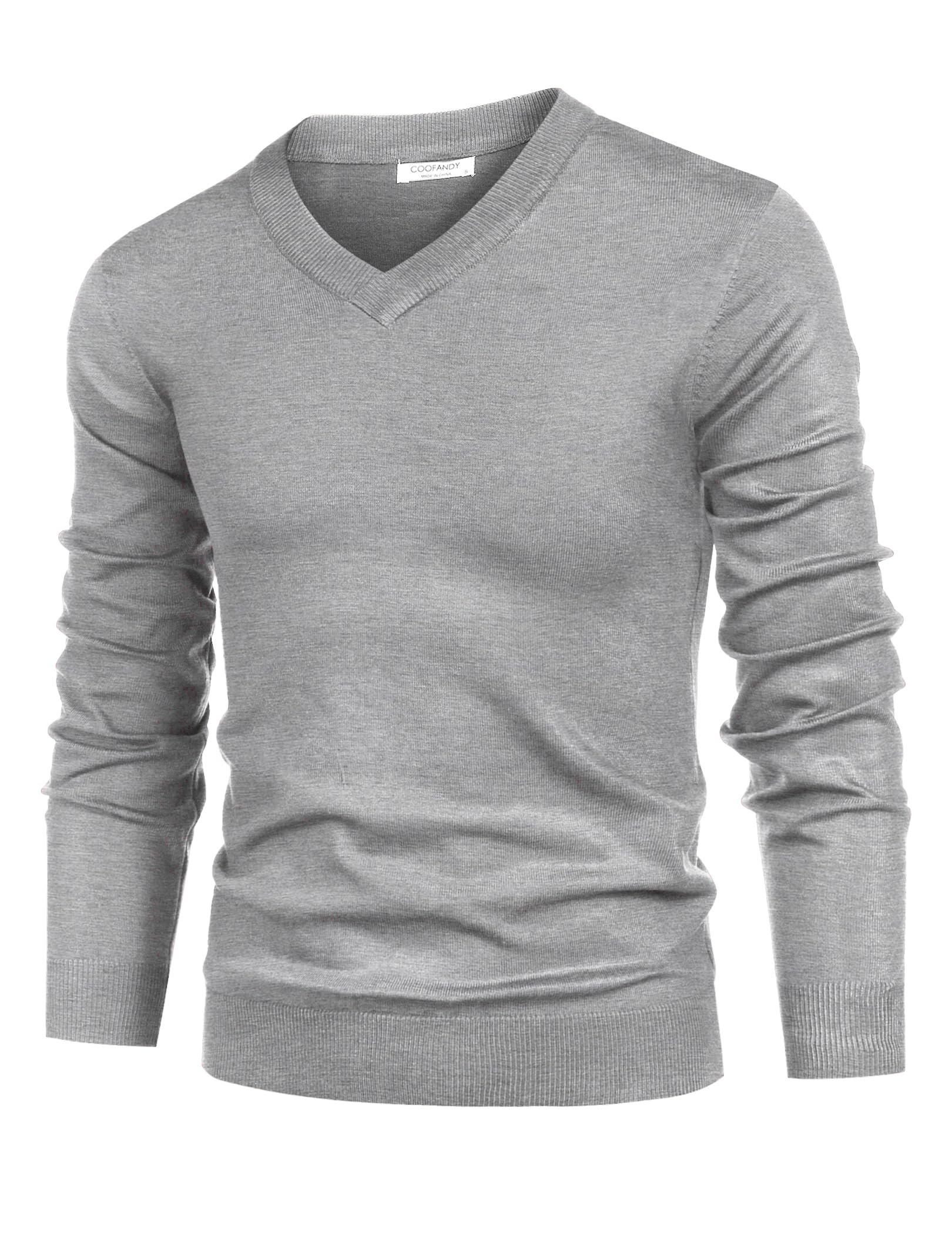 COOFANDY Jersey para Hombre Cuello V Suéter Fino Manga Larga Slim Fit Suéter de Punto Suéter Formal Casual Color Sólido Jersey Invierno Sweater Básico