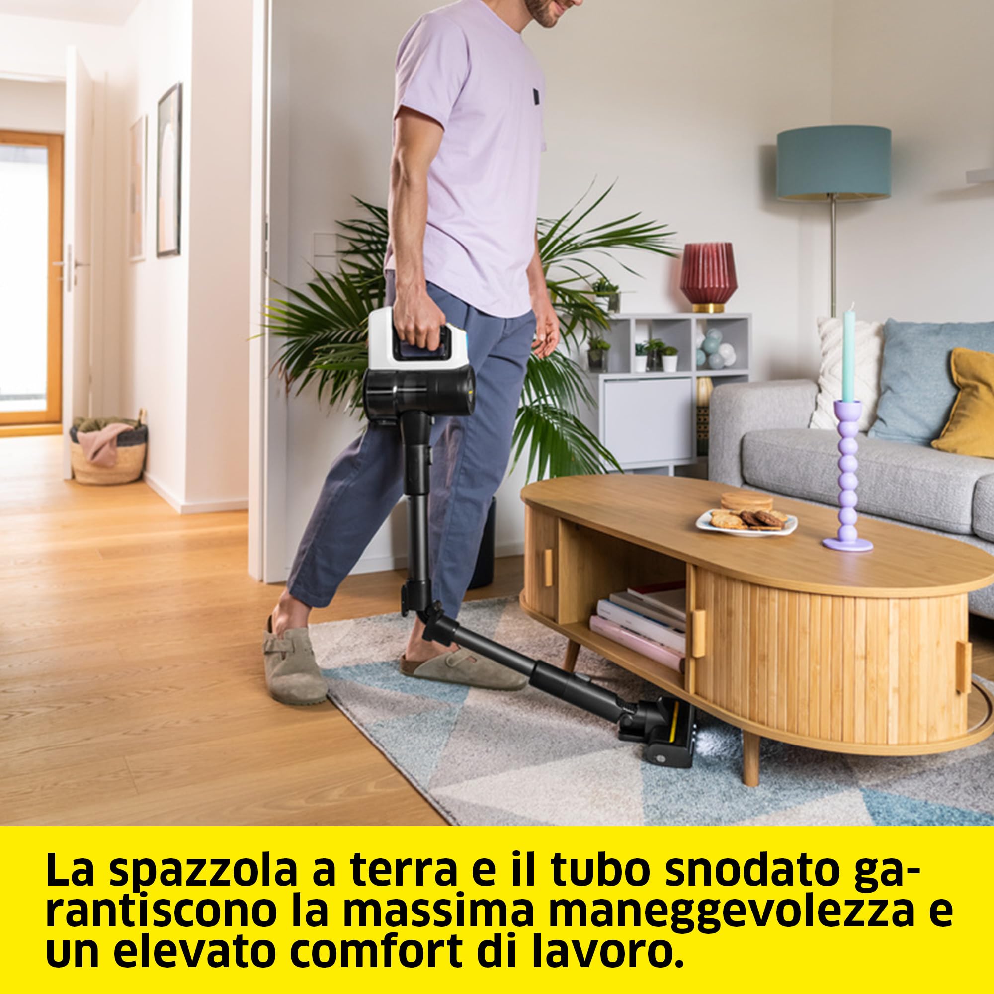 KÄRCHER aspirapolvere senza fili VCS 3 Nano Flex, autonomia: fino a 50 min, tubo articolato, tubo flessibile, bocchetta per pavimenti con LED, bocchetta fessure, spazzolina mobili, 1 batteria 22 V
