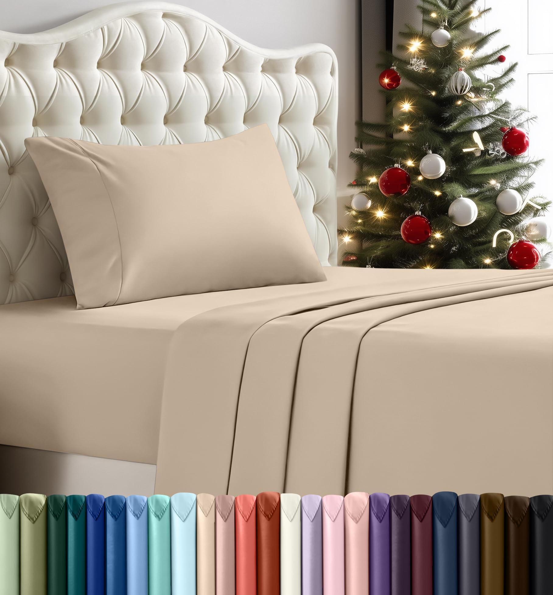 Utopia Bedding Twin Sheet Set – 3 Piece Bed Sheets for Twin Size Bed, Soft and Breathable Microfiber, Includes 1 Fitted Sheet, 1 Flat Sheet and 1 Pillowcase (Beige)