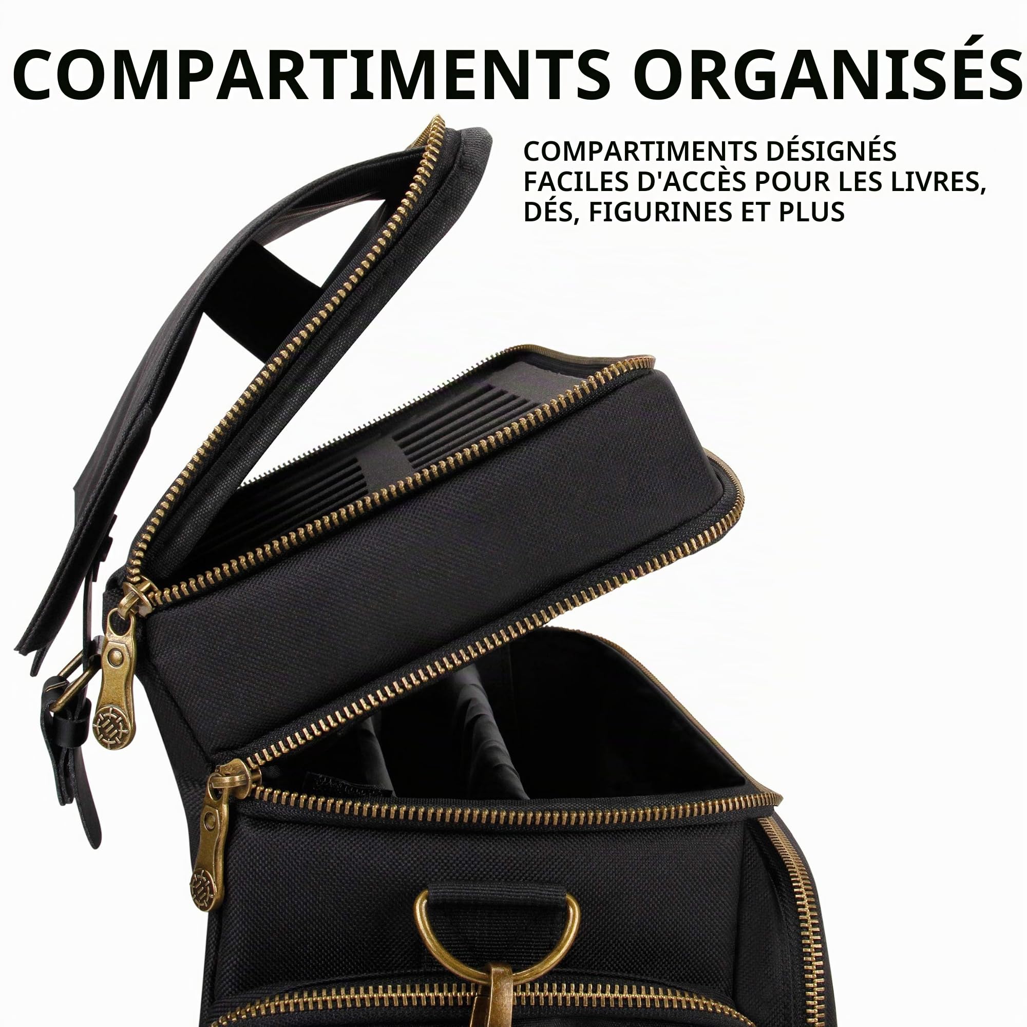 Enhance Sac de Voyage RPG Jeux de Table avec Donjons et Dragons et Figurines, Sacoche de Transport Rembourrée à Multiples Rangements avec Compartiment pour Livres (4 à 8) et Poche pour Dés et Jetons