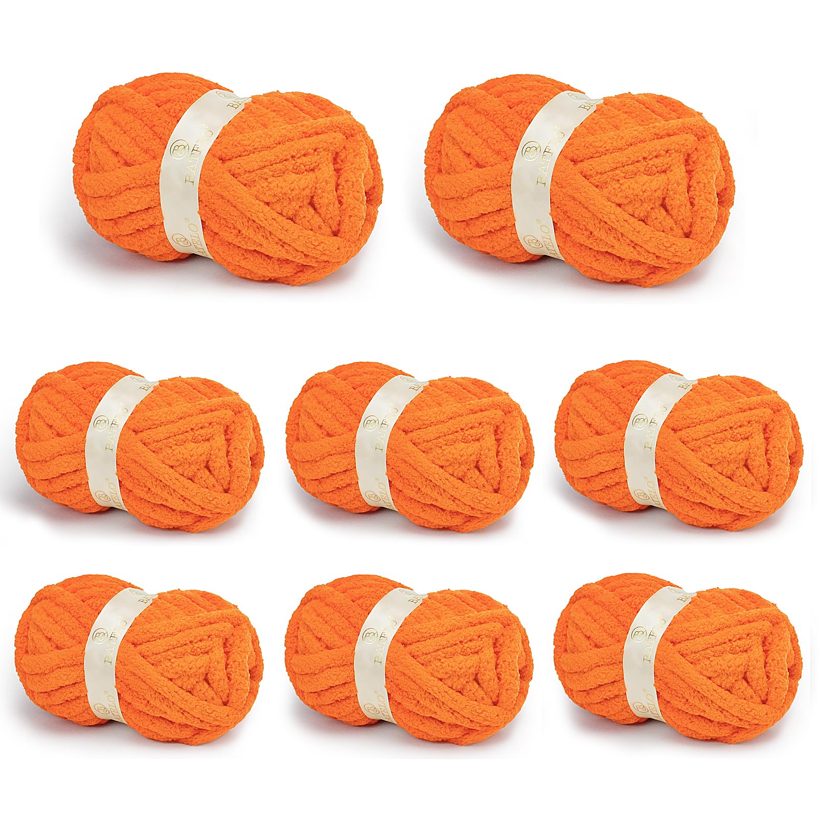 BATELO Chunky Yarn for Hand Knitting, Chunky Chenille Blanket Yarn for Crocheting, Bulky Soft Fluffy Chenille for Blanket Project, 8 Pack of 8oz/25yds