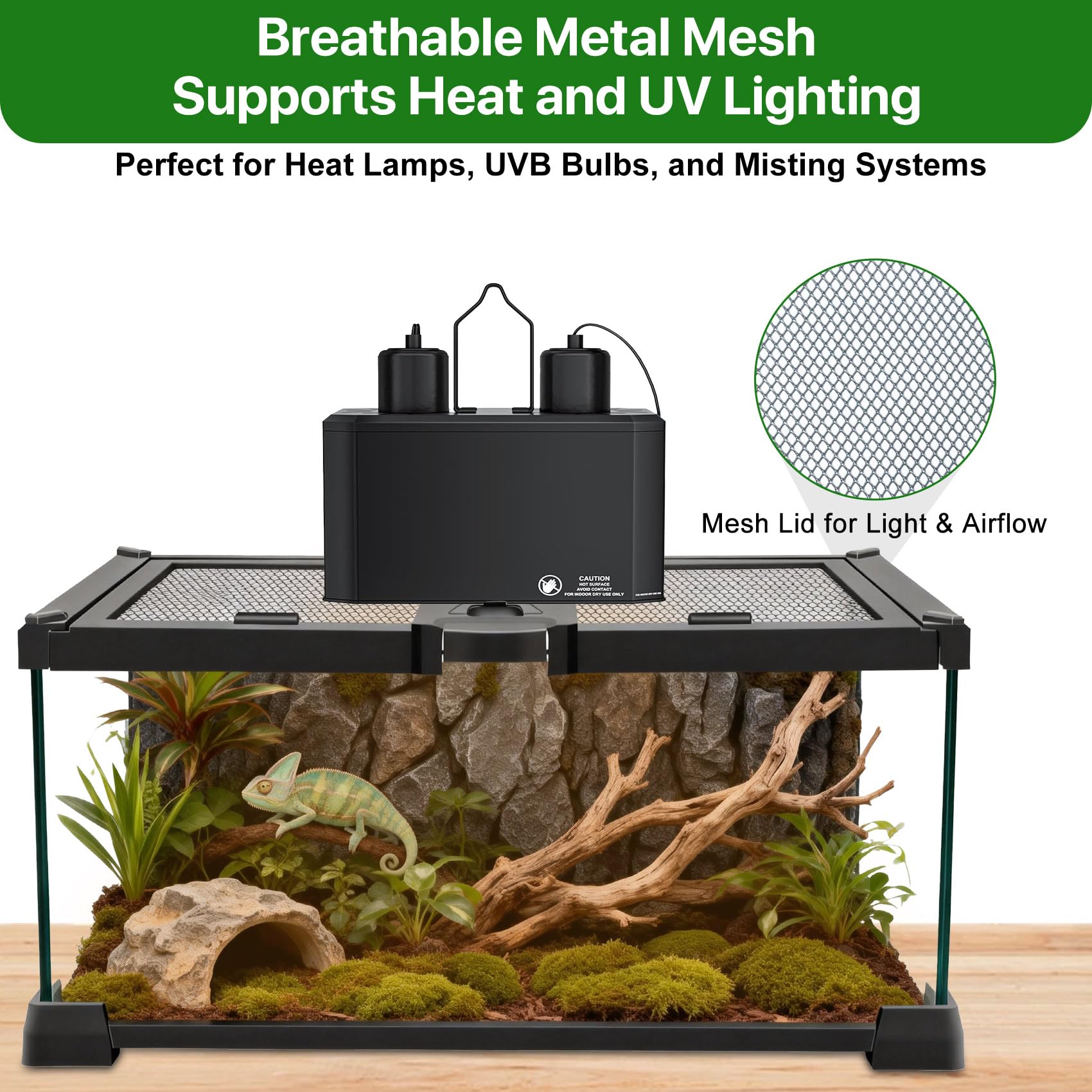 Mini serbatoio di vetro per rettili, 30,5 x 20,3 x 15,2 cm, coperchio in rete con apertura superiore con fermo, vista chiara a 360°, recinzione ventilata per ragni saltatori, tarantole, isopodi e rane