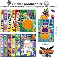 Vista 4 de 24 PCS Calcomanías de Halloween Haz una Cara para Niños Pequeños Haz Tus Propios Personajes Mezcla y Combina Calcomanía Calcomanías de Feliz