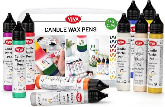 Candle Wax Pen Set - Festive Seasons - 10 Colors 0.95 fl. oz Each in Storage Box | DIY Candle Decorating Kit | Wax Pens for Baptism & Holiday Candles | Candle Paint Pens | Gift & Craft Set
