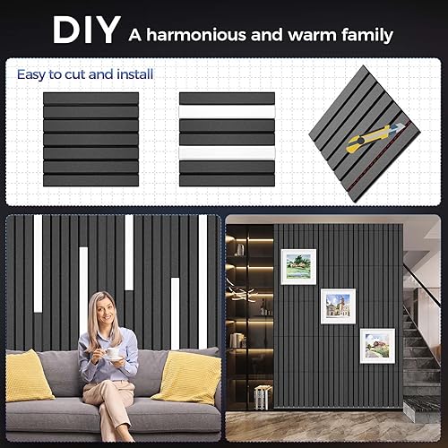 Miniatura 4 de Paquete de 16 paneles acústicos plegables grandes de espuma negra, 12 x 12 x 0.47 pulgadas, alta densidad (1.2 lbpie), ideales para insonorizar