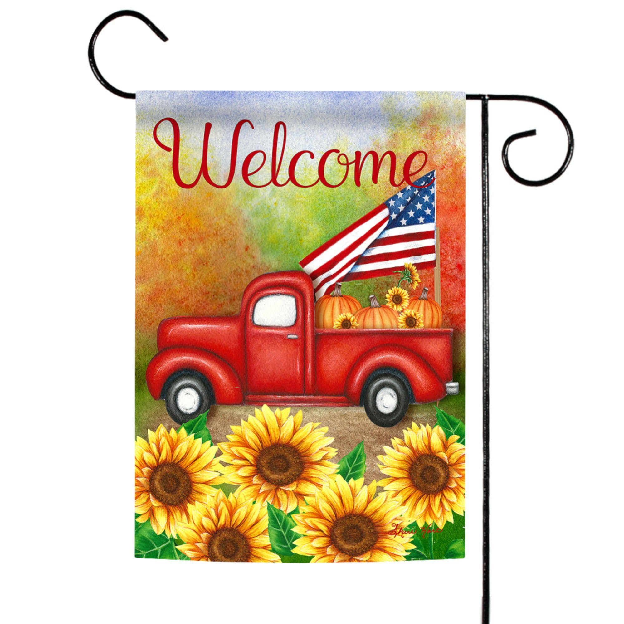 Toland Home Garden 1112207 Welcome Harvest Truck 12,5 x 18 pollici, decorazione da giardino (12,5" x 18")