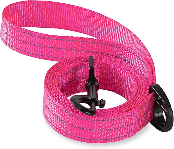 Mile High Life Heavy Duty Dog Leash for Large and Medium Dogs, Reflective Leash for Night Safety, Strong and Durable Leashes for Walking and Training (4FT x 1''Wide, Hot Pink)