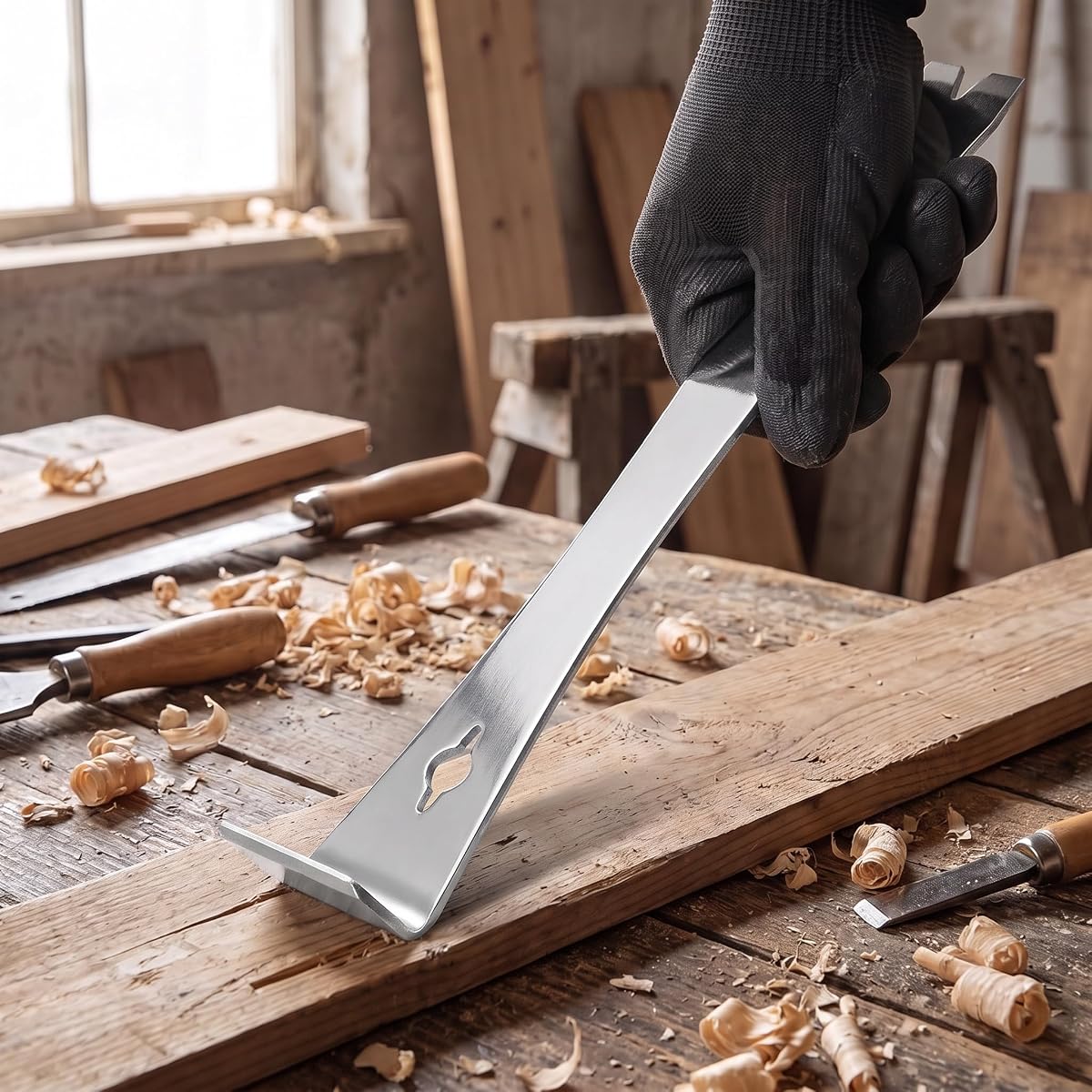 Raspador de barra de palanca multiherramientas de 6,7 pulgadas, palanca extractora de clavos, multiherramienta triple, herramienta de barra plana de acero con alto contenido de carbono para remodelación del hogar y carpintería y equipos de apicultura abeja