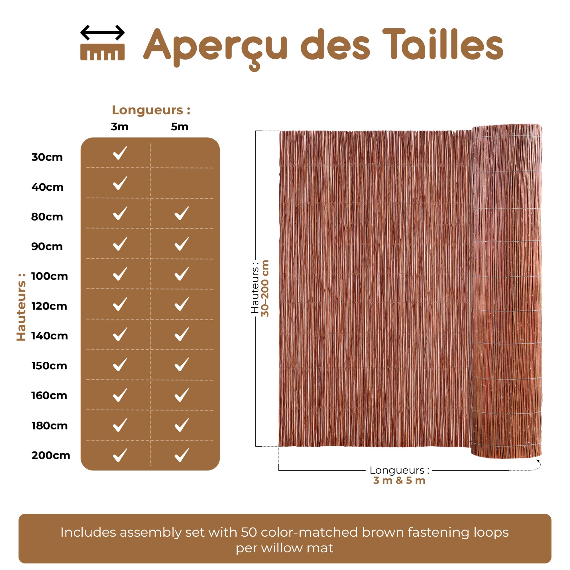 BOOGARDI Canisse en osier naturel 150 x 300 cm - Brise-vue pour balcon, terrasse et jardin - Clôture occultante extérieure, pare-vue en osier