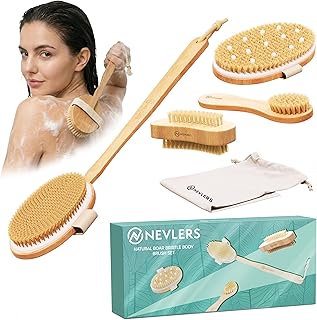 Nevlers Cepillo seco de cerdas de jabalí natu...