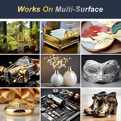 Miniatura 5 de FansArriche Marcadores cromados espejados, bolígrafos de pintura líquida permanente reflectante brillante cromado metálico para reparación, pintura