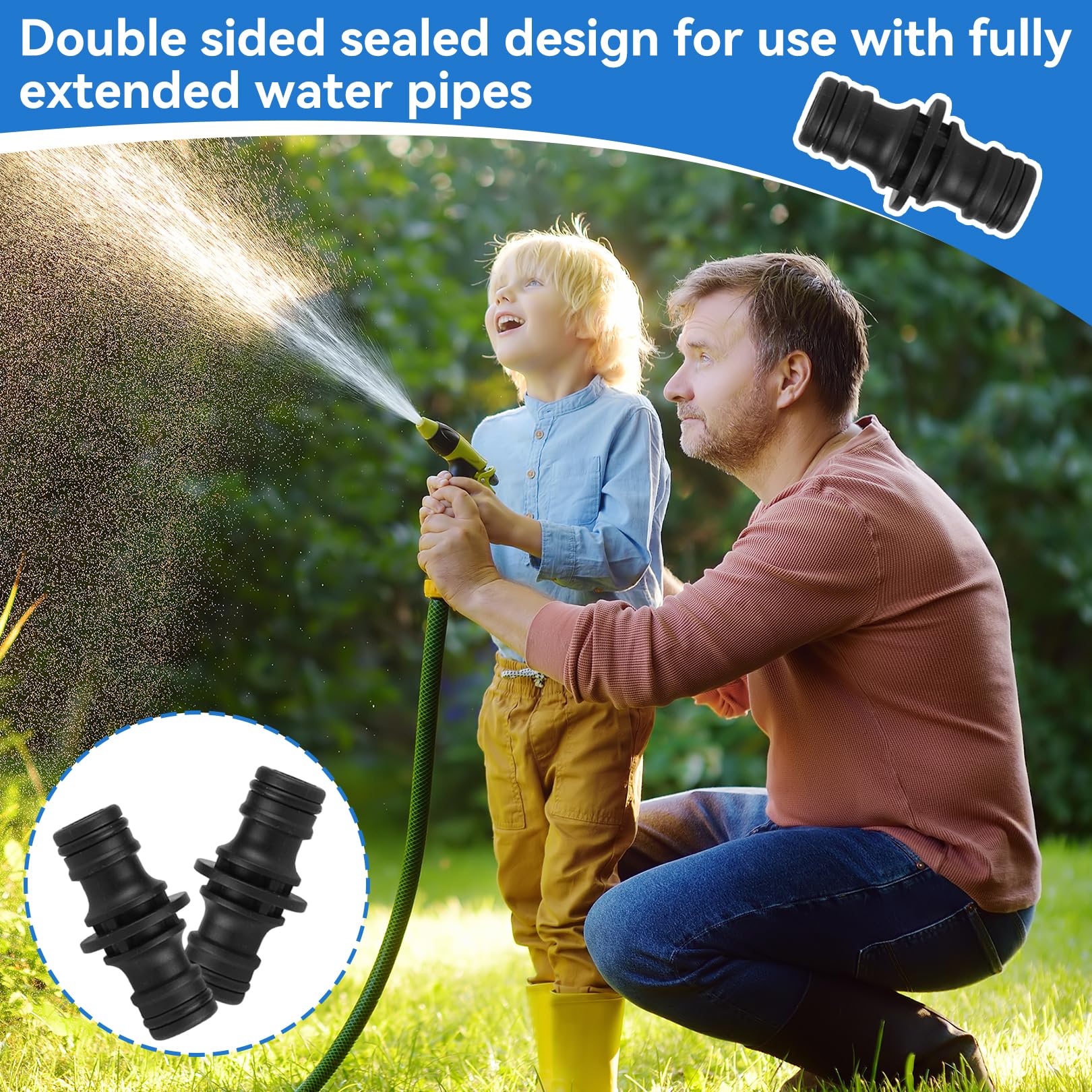 WUNZILO 6-delige Tuinslangkoppeling – Past Op Gardena 1/2 Inch – Verlengstuk & Dubbele Koppeling – Stevig & Lekvrij (zwart)
