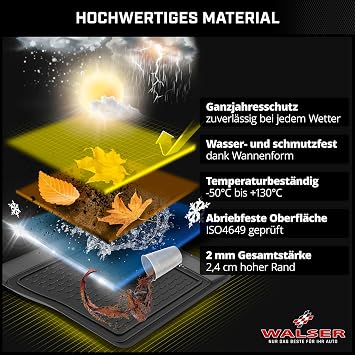 WALSER XTR Rubber Car Floor Mats for VW Passat Estate / Variant (B2 B3 B5) 1996-2005 100% Perfect Fit Car Floor Mats Robust Universal Car Floor Mats Rubber Mats