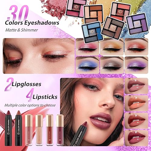 Miniatura 43 de Color Nymph Kit de Maquillaje Inicial para Niñas Preadolescentes, Estuche de Maquillaje para Mujeres Kit Completo con Sombra de Ojos, Lápiz Labial,