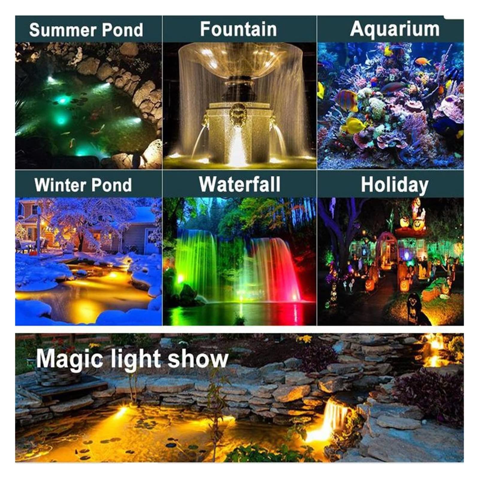 Wasserdichte Unterwasserbeleuchtung, verstellbarer Brunnen, Pool, Teich, Aquarium, mehrfarbig, tauchbare LED-Leuchten, Gartendekoration Wasserdicht Sicher(1pcs)